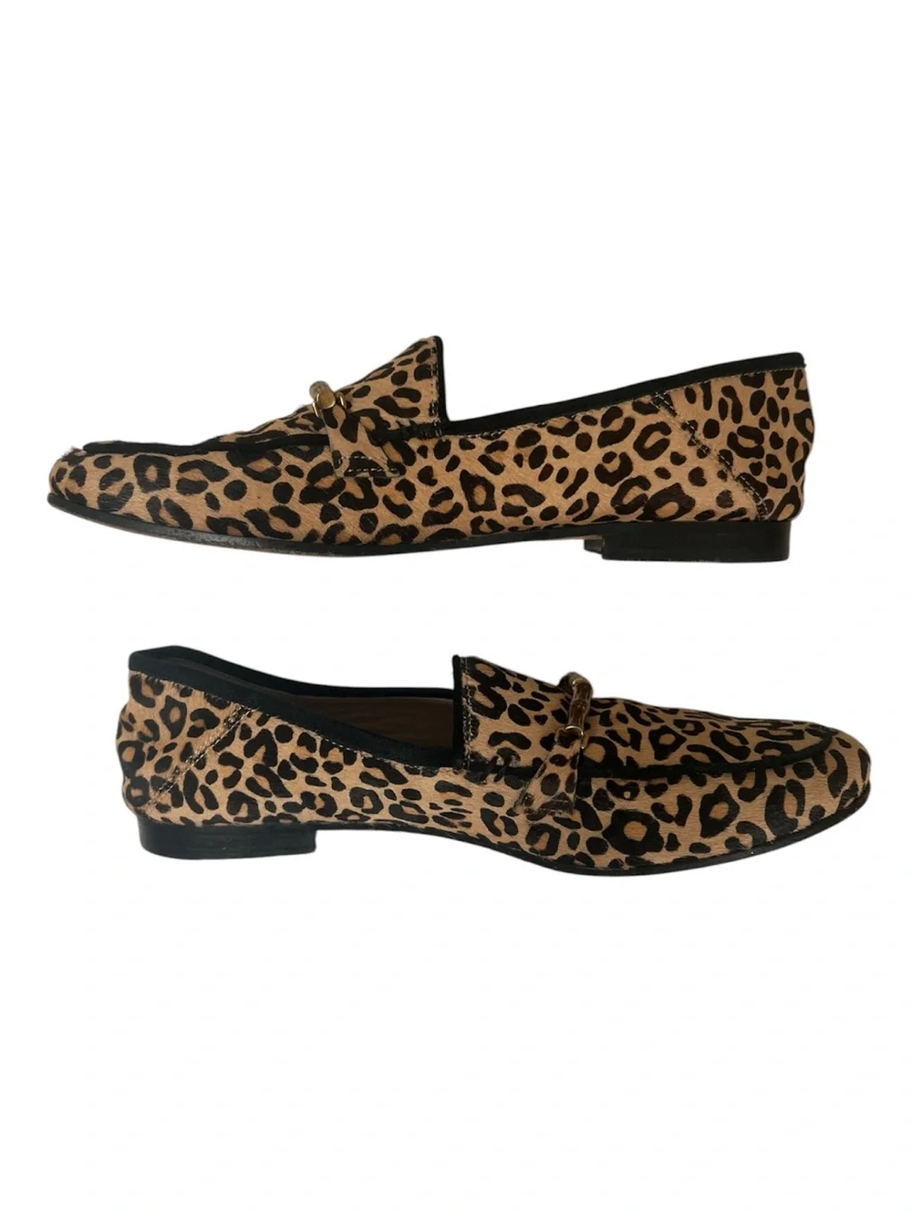 J. McLaughlin Dillon Calf Hair Leopard Print Leather Loafers Size 8.5 Officewear